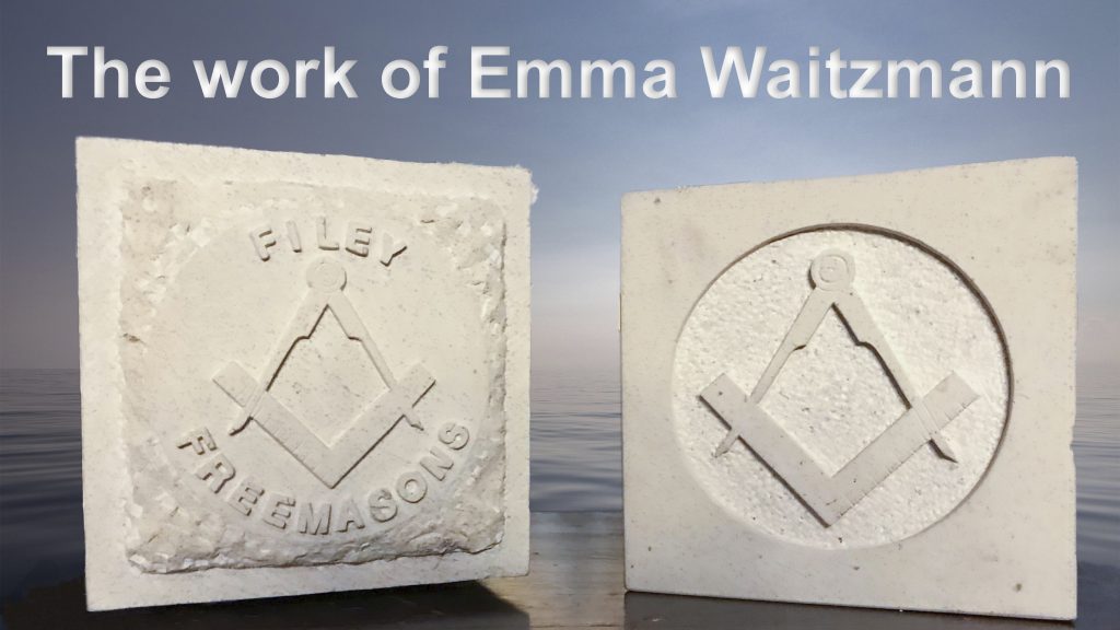 Two squarehand carved stone Ashlars